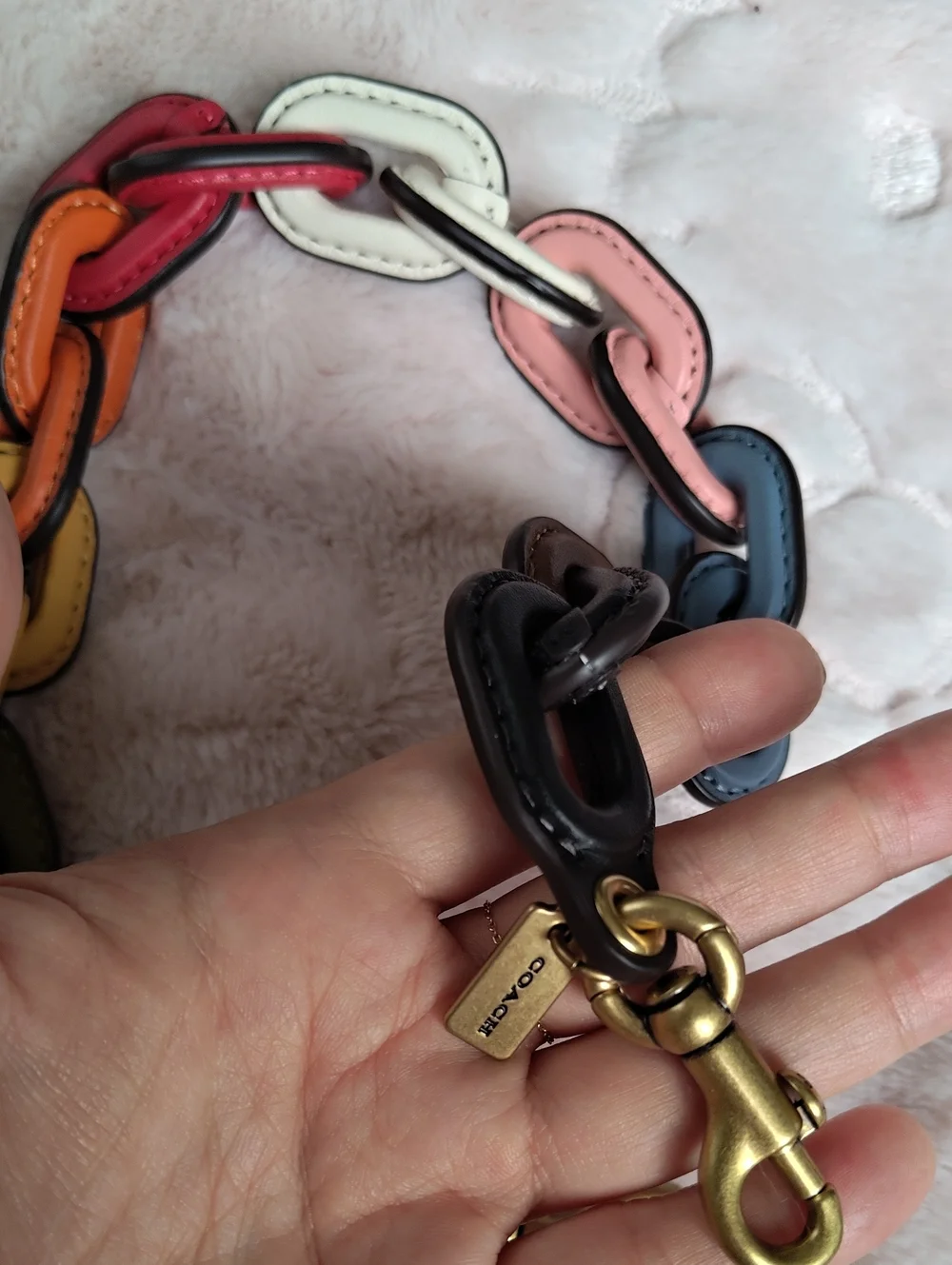 Coach Rainbow Leather Covered Short Chain Strap - Picture 3 of 7